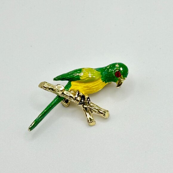 Set of Three Vintage Enamel Bird Pin Brooches - Picture 3 of 4